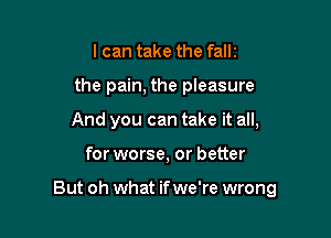 I can take the fallz
the pain, the pleasure
And you can take it all,

for worse, or better

But oh what if we're wrong