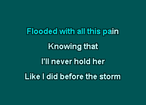 Flooded with all this pain

Knowing that
I'll never hold her

Like I did before the storm