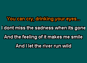 You can cry, drinking your eyes...
I dont miss the sadness when its gone
And the feeling of it makes me smile

And I let the river run wild