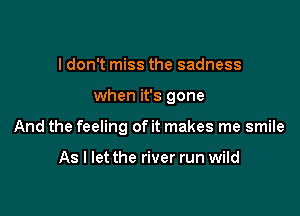 I don't miss the sadness

when it's gone

And the feeling of it makes me smile

As I let the river run wild