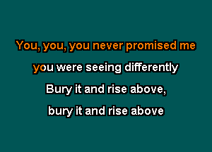 You, you, you never promised me

you were seeing differently

Bury it and rise above,

bury it and rise above
