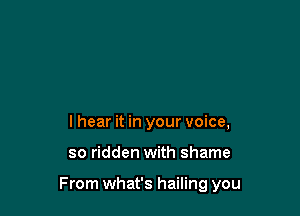 I hear it in your voice,

so ridden with shame

From what's hailing you