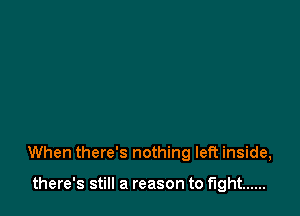 When there's nothing left inside,

there's still a reason to fight ......