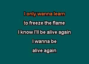 I only wanna learn

to freeze the flame

lknow I'll be alive again

lwanna be

alive again