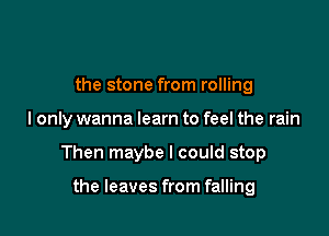 the stone from rolling

I only wanna learn to feel the rain

Then maybe I could stop

the leaves from falling