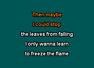 Then maybe

I could stop

the leaves from falling

I only wanna learn

to freeze the flame