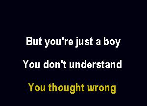 But you're just a boy

You don't understand

You thought wrong