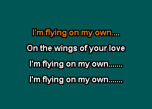 I'm flying on my own....
0n the wings ofyour love

I'm flying on my own .......

I'm flying on my own .......