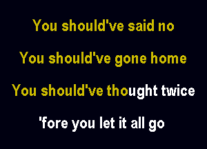 You should've said no
You should've gone home

You should've thought twice

'fore you let it all go