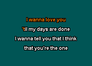 lwanna love you

'til my days are done
I wanna tell you that I think

that you're the one