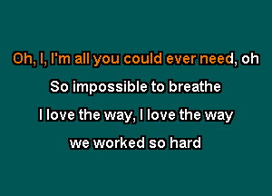 Oh, I, I'm all you could ever need, ch

80 impossible to breathe

I love the way, I love the way

we worked so hard