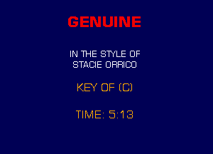 IN THE STYLE OF
STACIE URRICO

KEY OF EC)

TIMEi 513