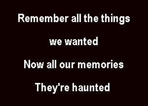 Remember all the things

we wanted
Now all our memories

They're haunted
