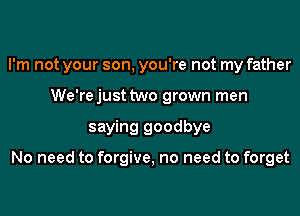 I'm not your son, you're not my father
We'rejust two grown men
saying goodbye

No need to forgive, no need to forget