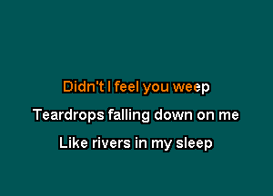 Didn't I feel you weep

Teardrops falling down on me

Like rivers in my sleep