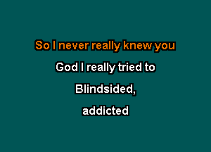 So I never really knew you

God I really tried to
Blindsided,
addicted