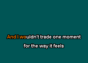And lwouldn't trade one moment

forthe way it feels
