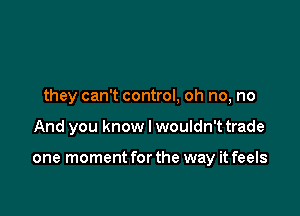 they can't control, oh no, no

And you know I wouldn't trade

one moment for the way it feels