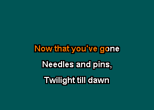 Now that you've gone

Needles and pins,

Twilight till dawn
