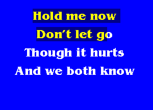 Hold me now

Don't let go
Though it hurts

And we both know