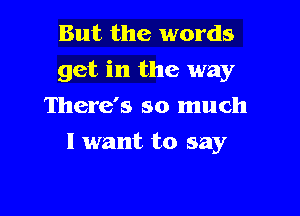 But the words
get in the way

There's so much
I want to say