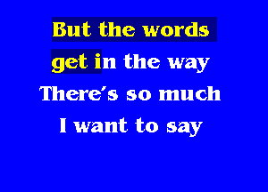 But the words
get in the way

There's so much
I want to say