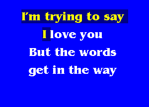 I'm trying to say
I love you
But the words

get in the way