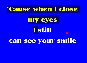 'Cause when I close
my eyes
I still

can see your smile