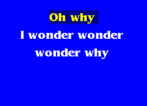 0h why
I wonder wonder

wonder why