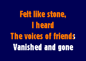 Felt like stone.
I heard

The voices of friends
Vanished and gone