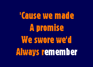 '(ause we made
A promise

We swore we'd
Always remember