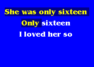 She was only sixteen
Only sixteen

I loved her so