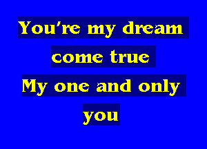 You're my dream

come true

My one and only

you