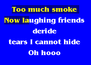 Too much smoke
Now laughing friends
deride
tears I cannot hide
0h hooo