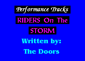 Tetformance Tracks

Written by
The Doors