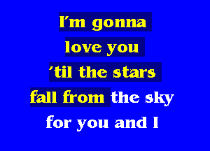 I'm gonna
love you
'til the stars

fall from the sky
for you and l