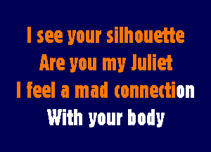 I see your silhouette
Are you my Juliet

I feel a mad connettion
With your body