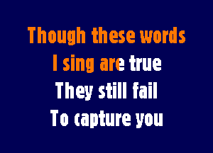 Though these words
I sins are true

They still fail
To capture you