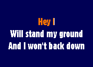 Hey I

Will stand my ground
And I won't batk down