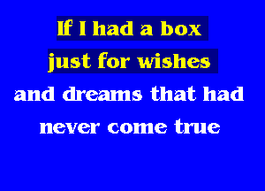 If I had a box
just for wishes
and dreams that had

never come true