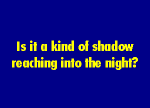 ls il a kind of shadow

reaching into the night?