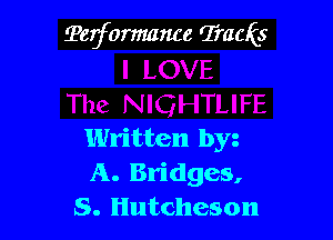 Terformance TraaEs

Written by
A. Bridges,
S. Hutcheson