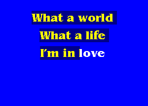 What a world
What a life

I'm in love