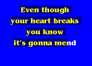 Even though
your heart breaks
you know
it's gonna mend