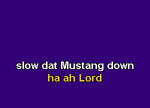 slow dat Mustang down
ha ah Lord