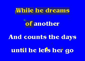 gWhile he dreams
-of another
And counts the days

until he ler her go