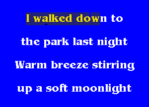 I walked down to
the park last night
Warm breeze stirring

up a soft moonlight