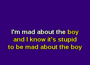 I'm mad about the boy

and I know it's stupid
to be mad about the boy