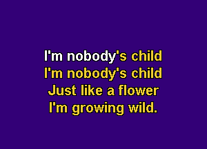 I'm nobody's child
I'm nobody's child

Just like a flower
I'm growing wild.