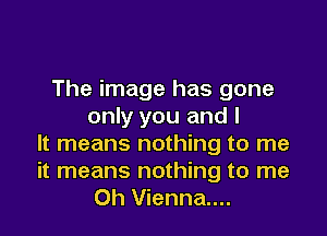 The image has gone
only you and I

It means nothing to me
it means nothing to me
Oh Vienna...